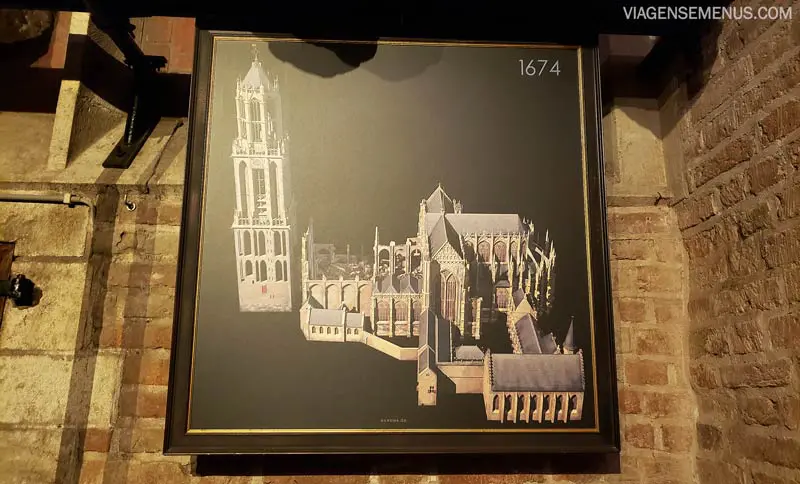 O que fazer em Utrecht, Holanda - Torre Dom (Dom Tower) - quadro de como era a catedral antes da tempestade