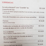 Restaurante Zorah Beach cardápio