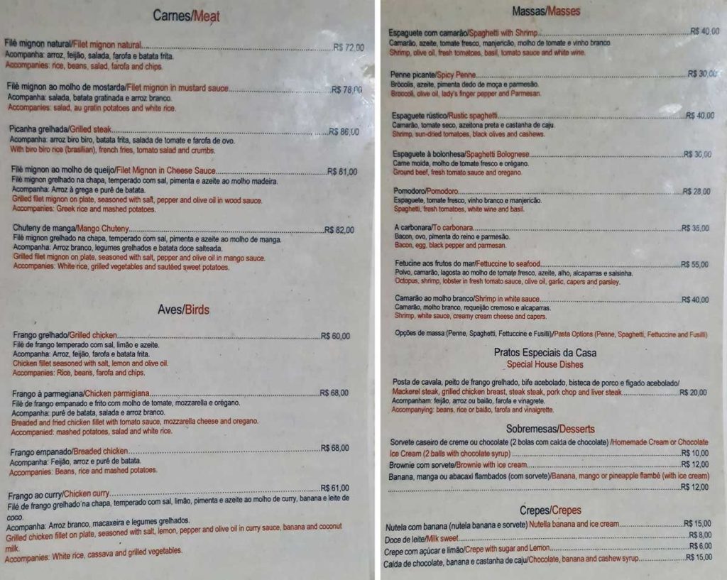 Cardápio Restaurante da Lu, Preá