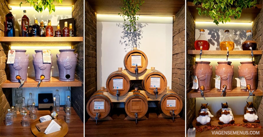 Licores e azeites do restaurante em Campos do Jordão